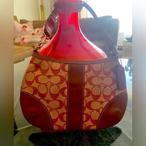 Red signature coach bag